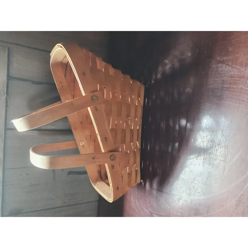 Longaberger Handwoven Shopping Tote Basket Single Arch Handle